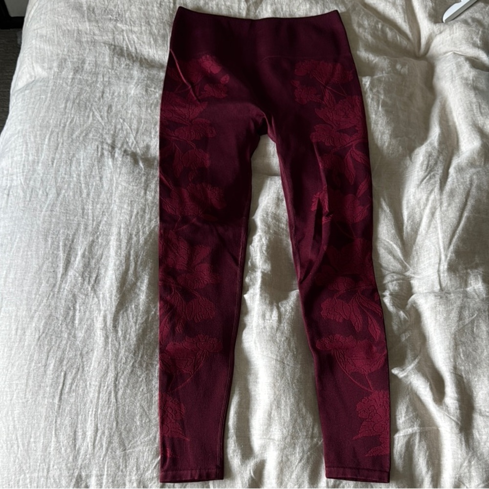 Fabletics Burgundy Floral Leggings